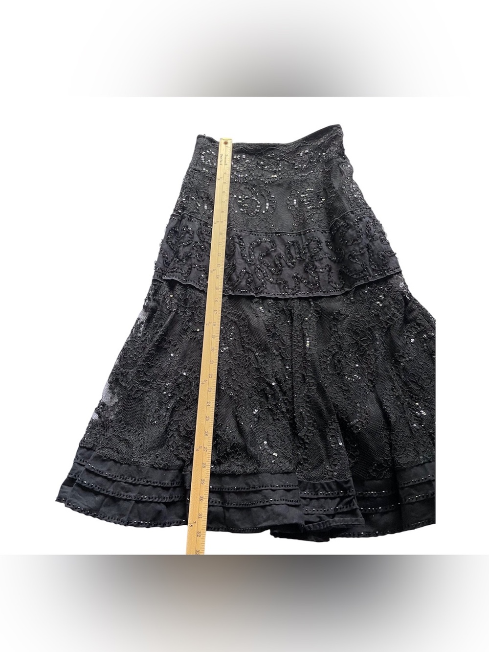 Lillie Rubin Black Sequin Lace Maxi Women's Skirt, 2 - Picture 7 of 11